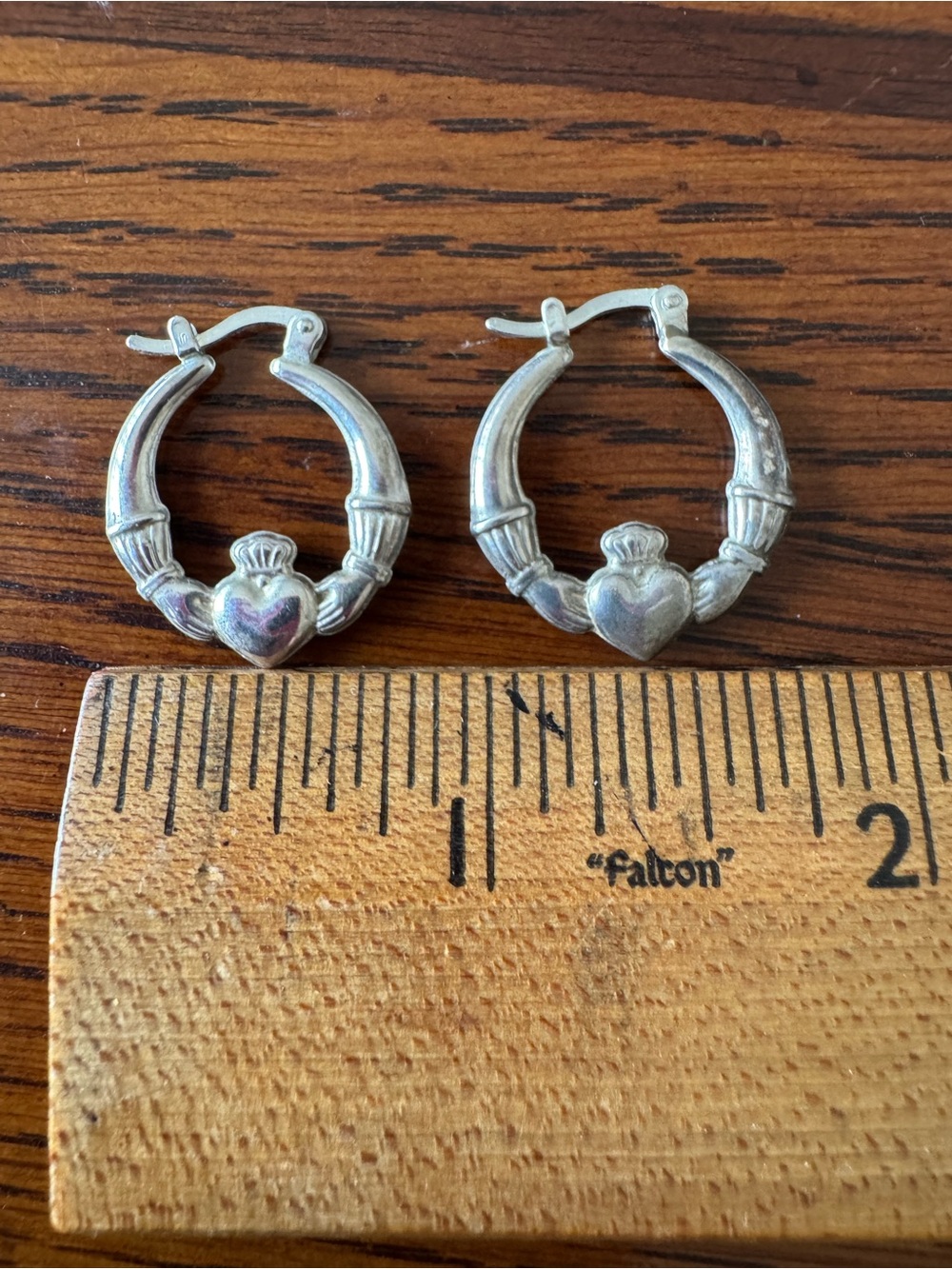 Sterling Silver Claddagh Hoop Earrings 925 NV Irish Love Friendship - Picture 3 of 4
